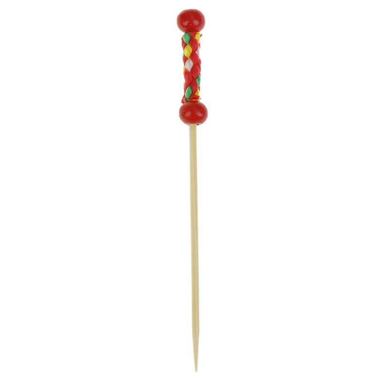100pc 9cm Decoration Bamboo Food Picks Fruit Fork Sticks Buffet Cupcake Toppers Cocktail Forks Wedding Festival Decorations: Red