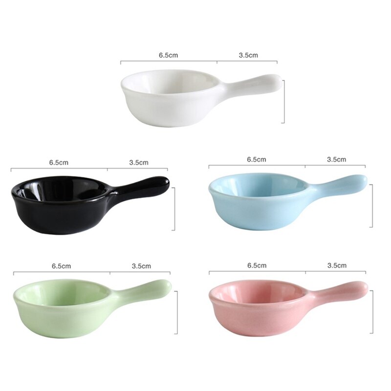 1 Pcs Mini Handle Ceramic Small Dishware Cute Soy Sauce Vinegar Snack Dish Tableware For Home Kitchen Supplies