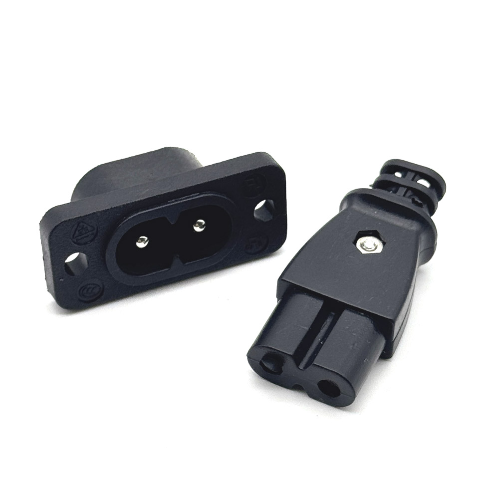 1/3 Stuks C8 mannelijke stopcontact C7 vrouwelijke plug stopcontact ingebedde elektrische connector connector 35mm * 15mm AC 2.5A 5A 250v