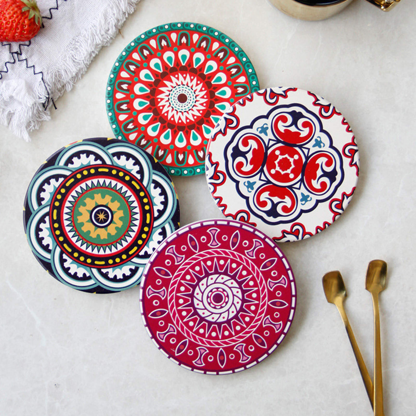 Dessous de verre antidérapant pour tasse de café ou de thé, tapis de dessous de verre, napperon, isolation thermique, tapis de tasse adiabatique imprimé en céramique, chambre à coucher, maison