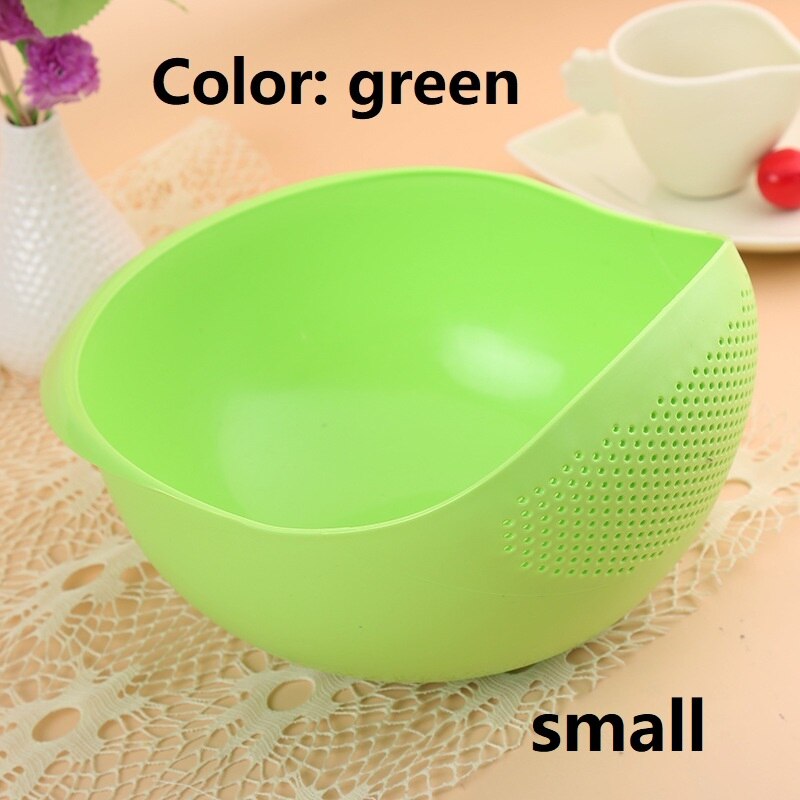 Madkvalitet plast ris bønner ærter vask filter sil grøn grøn farve kurv sigte dræning rengøring gadget: T0056-12