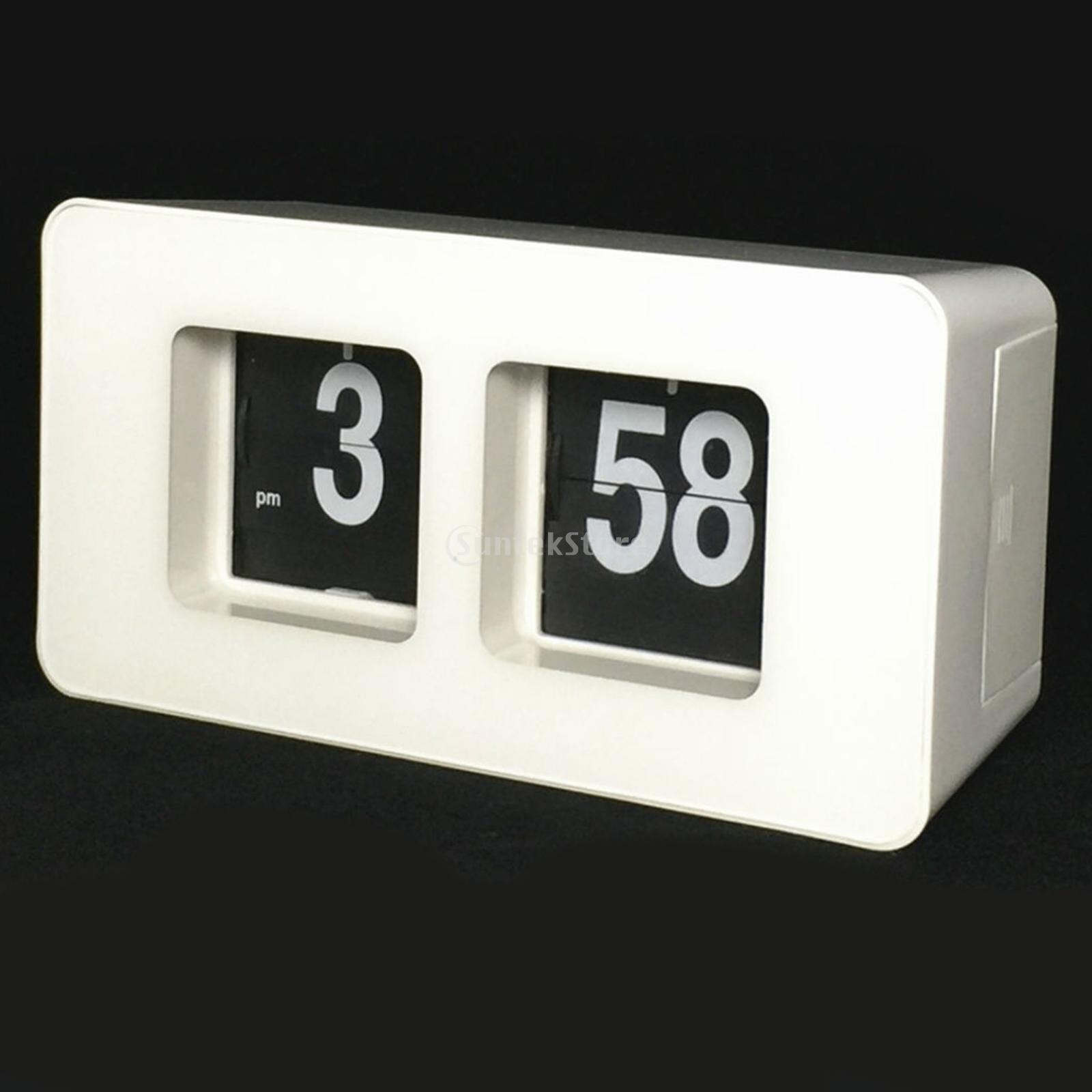 La palabra Retro Auto Flip reloj de mesa escritorio archivo abajo página relojes de escritorio de doble cara de de Navidad decoración de dormitorio: Whole White