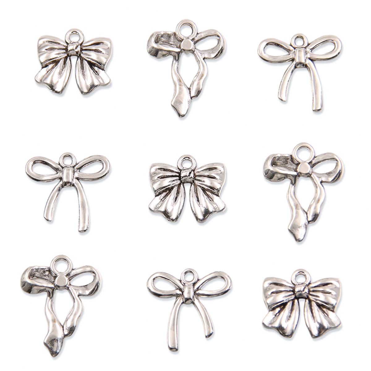 20Pcs 13 Style Metal Alloy Cute Hollow Bow Charms Pendants For Jewelry Making DIY Handmade Craft