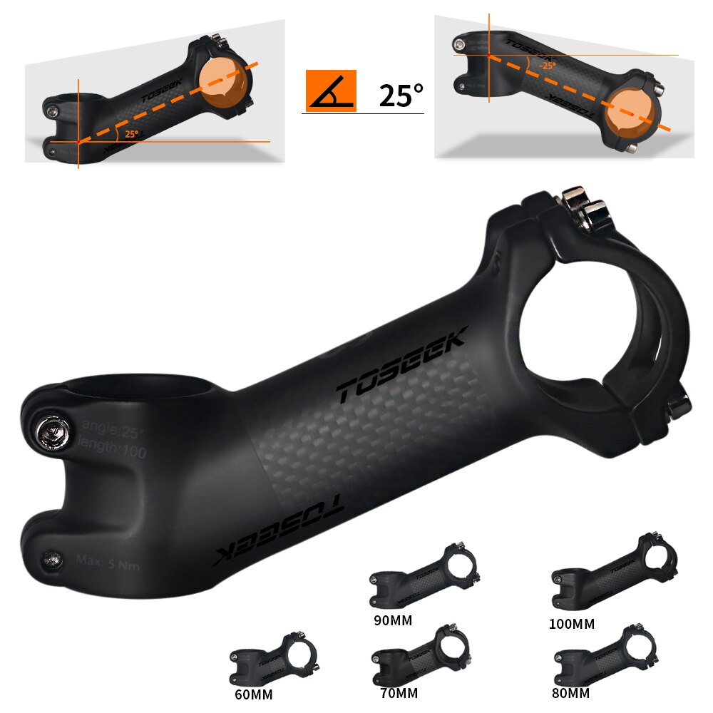 TOSEEK ZF-eins Kohlenstoff Stengel 25/35 Grad Mountainbike Vorbau 31,8mm Lenker Vorbauten 60/70/80/90/100mm Schwarz und verrotten Fahrrad Teile