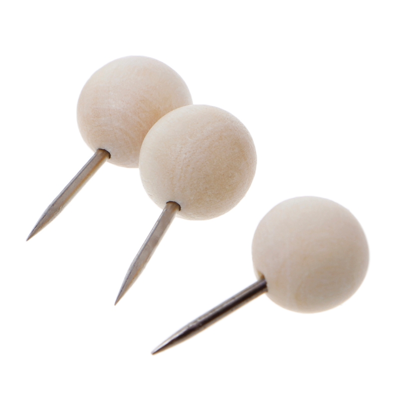 Chinchetas redondas de madera, pasadores de empuje de dibujo decorativo , cabeza de madera, 60 uds.