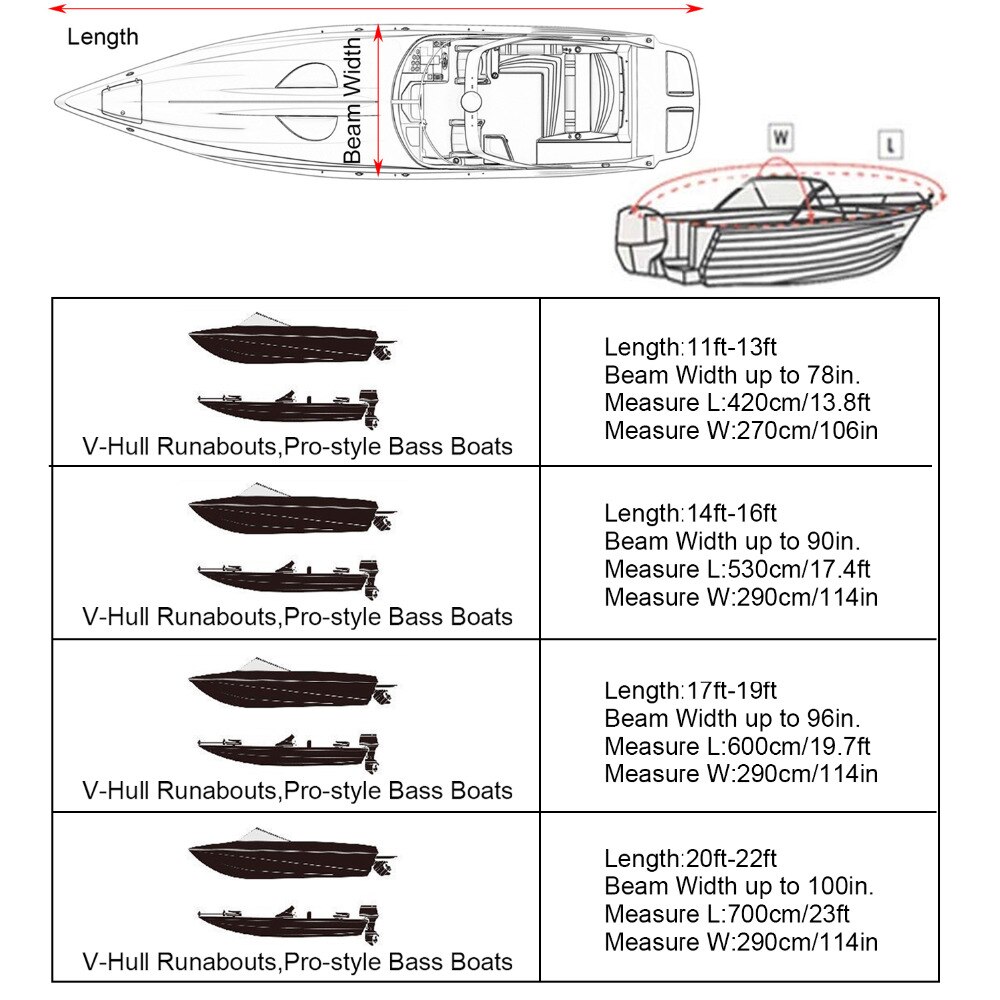 Yacht båd cover 11- 22ft barco båd cover anti-uv vandtæt heavy duty 210d marine trailerable canvas båd tilbehør