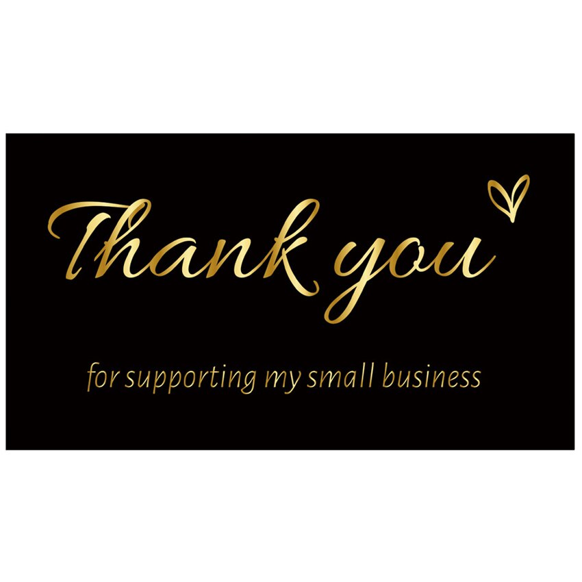 50/500pcs Black Gold Foil Thank You Cards for Supporting My Small Business Thanks Greeting Cards for Retail Store Handmade: Card C 50pcs