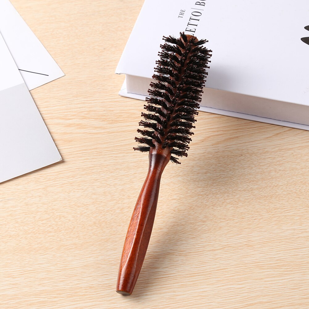 4 Sizes Anti Hair Round Brush Static Wood Boar Bristle Hairdresser Styling Tools Teasing Brush For Hair Curly Comb Hair Brush: 16mm