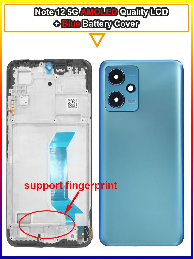 Pantalla LCD AMOLED de 6,67 pulgadas para Xiaomi Redmi Note 12 5G 22111317G pantalla táctil LCD para Redmi Note 12 5G 22111317I LCD con marco: Marfíl