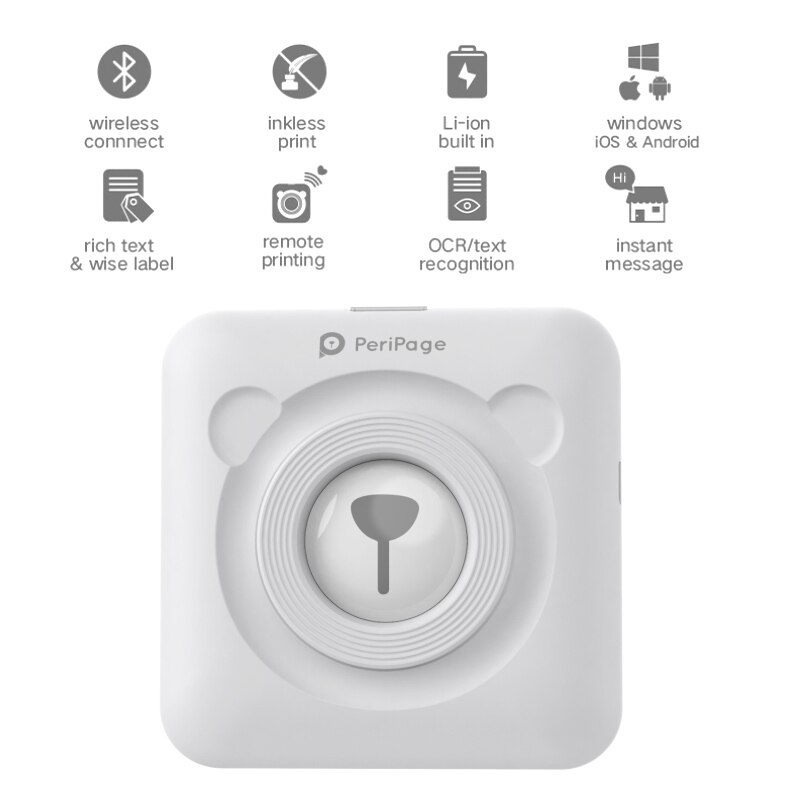 PeriPage Mini Photo Printer - Portable Thermal Bluetooth Printer for Android/iOS Phones - 58mm Pocket Machine