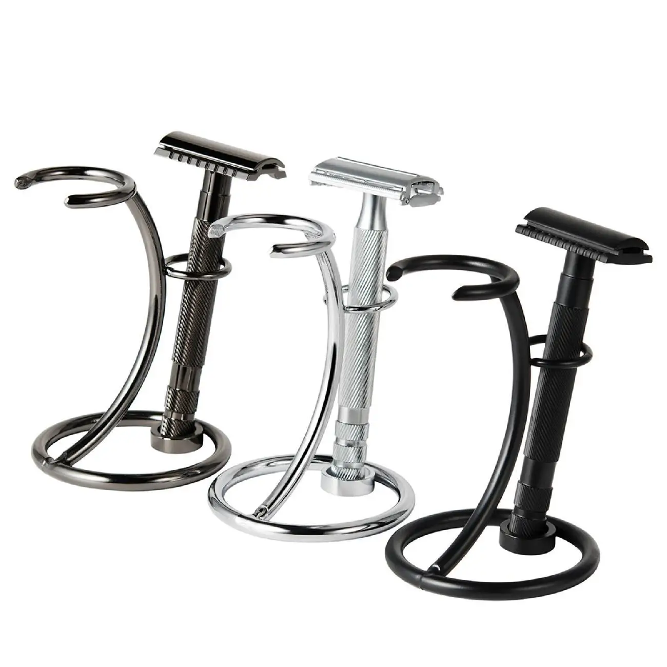 Salon Barbershop Rasiererhalter Edelstahl Rasierpinselständer Sicherheitsrasierer It Halter Ständer Rasiererständer und Bürste nicht im Lieferumfang enthalten