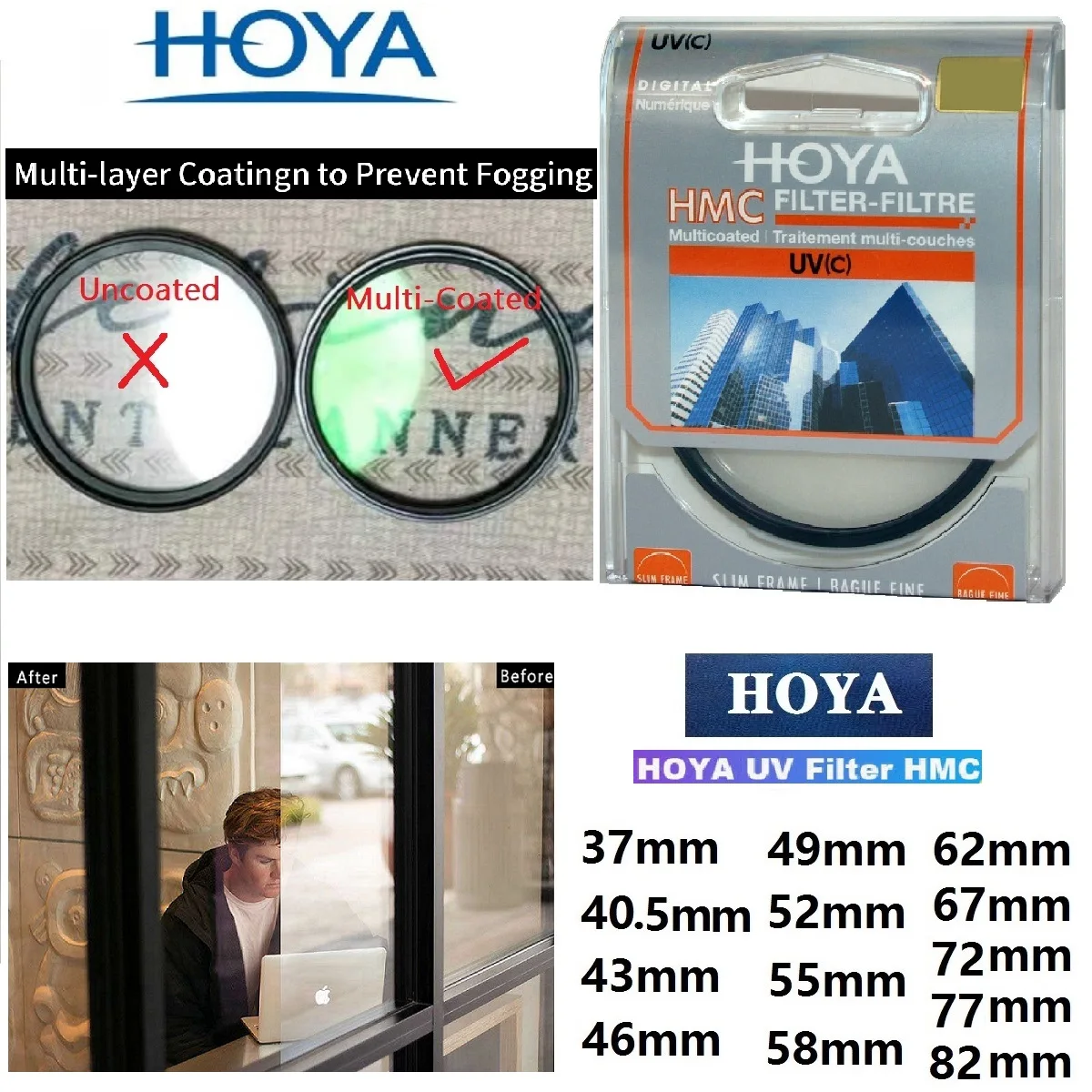 Hoya HMC UV(c) objektiv Filter 37 40,5 43 46 49 52 55 58 62 67 72 77 82mm Schlanken Rahmen Digitale Multicoated MC UV C für Kamera Objektiv