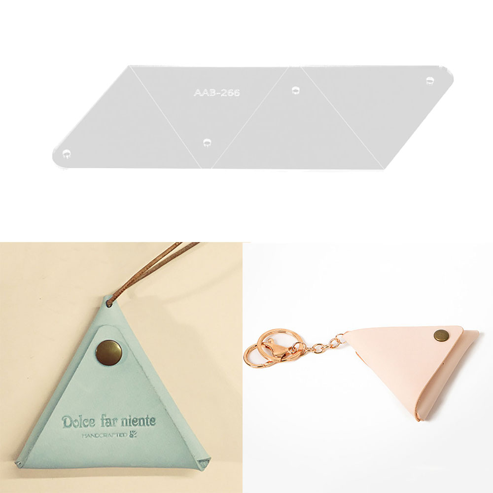 Lychee vida triangular en forma de monedero patrón de costura de cuero acrílico plantilla DIY hecho a mano leatcraft suministros