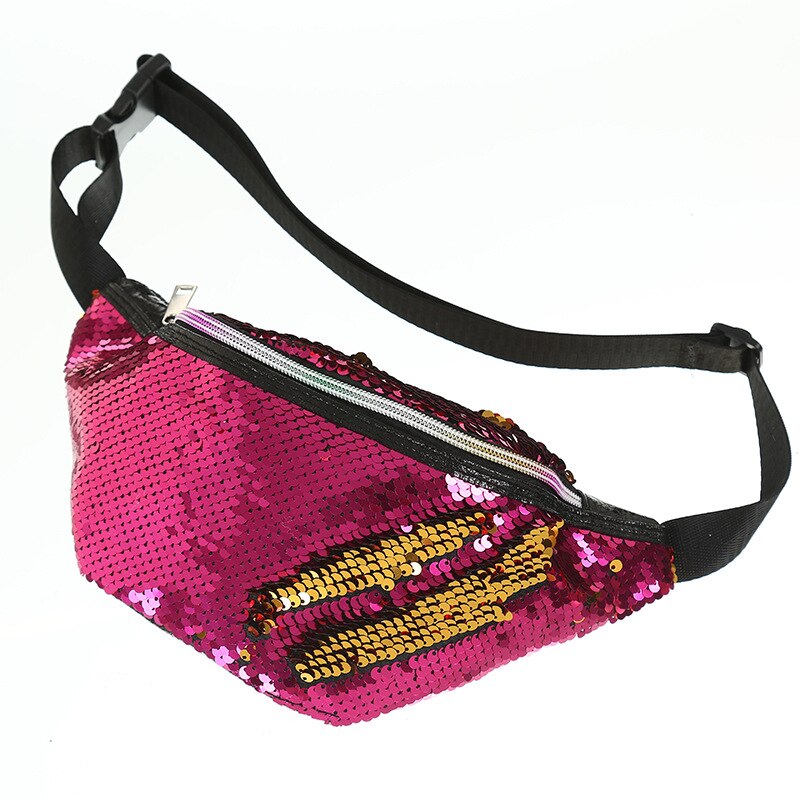 Vrouwen Tas Pailletten Pu Taille Tas Voor Dame Mooie Borst Zak Bling Fanny Pack Belt Portemonnee Telefoon Zak Mode Borst tas: Hot Pink