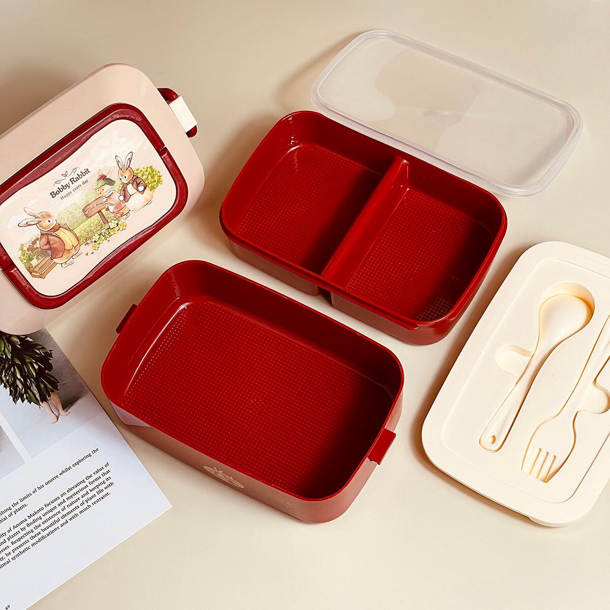 Portable Lunch Box For Girls School Kids Plastic Picnic Bento Box Microwave Food Box With Compartments Storage Containers bento
