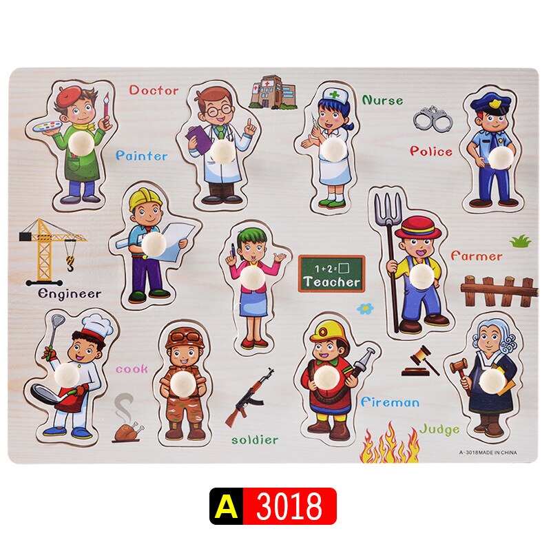 Baby Spielzeug Holz Puzzle/Hand Greifen Bord Set Vielzahl Pädagogisches Cartoon Puzzle Spielzeug für Kindergarten Kind: A3018