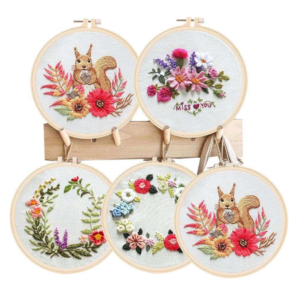 DIY Art Sewing Craft Circle Embroidery Kit Needlework Embroidery Cross Stitch Kits for Beginner Hand-stitched Home Decor