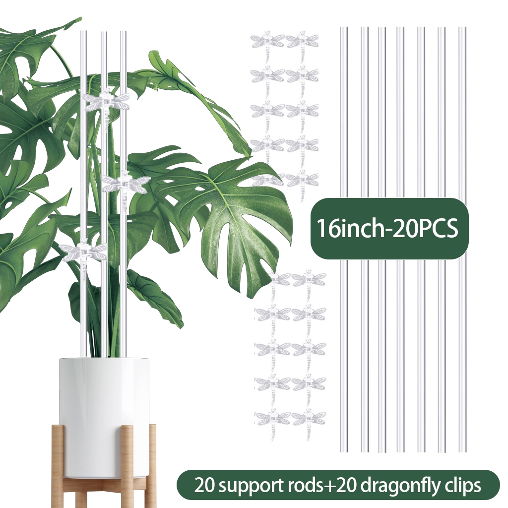 16/18 Inch Plant Stakes Acrylic Plant Stakes Garden Stakes Orchid Stakes,Plant Sticks Plant Support Stakes with 20 PCS Clear Dra: Beige