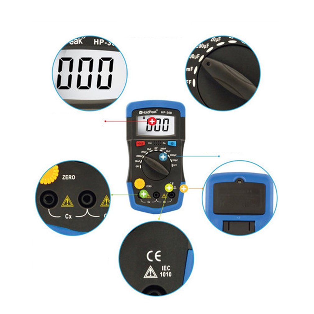 DM6013L Portable Handheld Digital Capacitance Capacitor Meter 1999 Counts Tester 200pF~20mF Data Hold Backlight