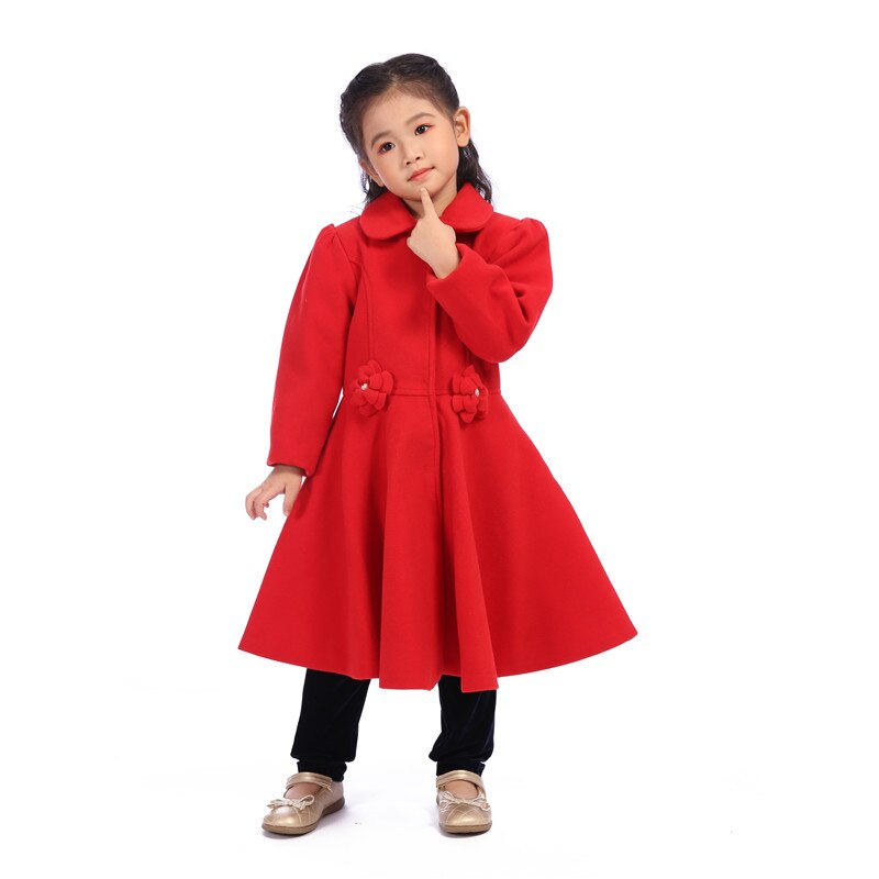 Abrigo ropa de calle para niña, chaquetas para niño y niña, abrigo largo rojo para niña, ropa informal, novedad de invierno y otoño