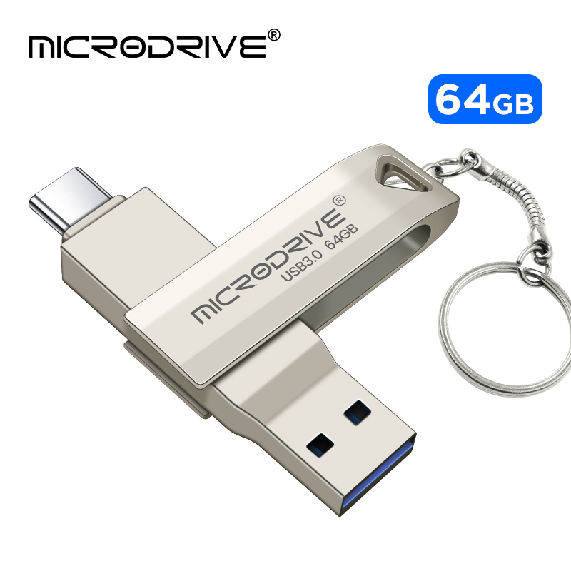 Usb3.0 flash drives TYPE-C pendrive 256gb 128gb cumpriau usb pen drive 64gb metal usb 3 0 vara usb de alta velocidade flash: BRANCO