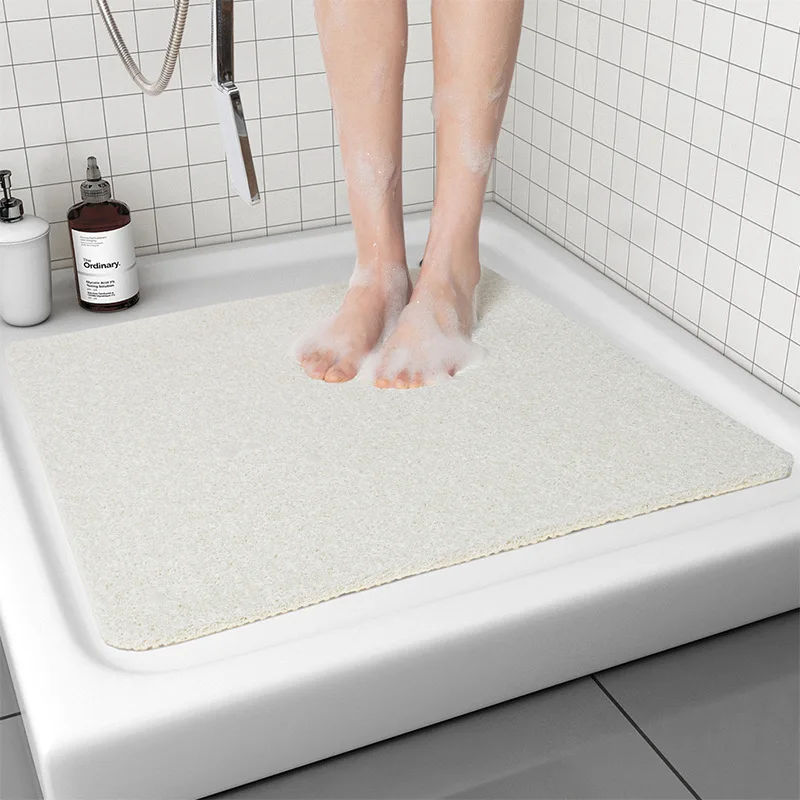 Bathroom Anti Slip Pad, Shower Room Foot Stepping Silk Ring Pad, Quick Drying, No Need To Wash, Bath Rug, Bathroom Carpet: black / 500MMx800MM