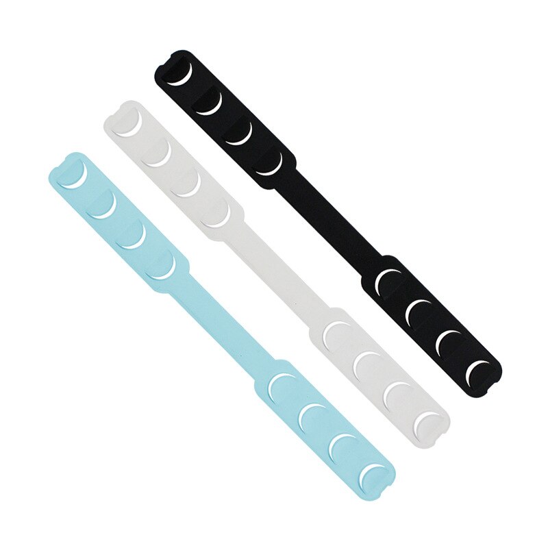 Mascarilla ajustable con cordón y cinturón extensible, mascarilla de silicona para prevención del dolor de oído, gancho para las orejas: 3PCS