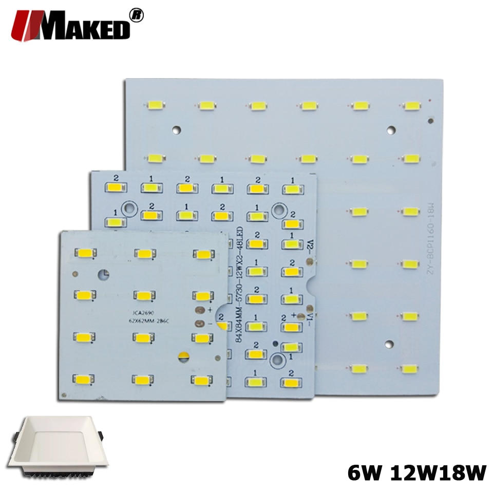 5/10Pcs LED PCB 6W 12W 18W LED Downlight Aluminium Plaat Verlichting Heatsink SMD5730 110lm /w Vierkante Lichtbron Voor Panel lampen