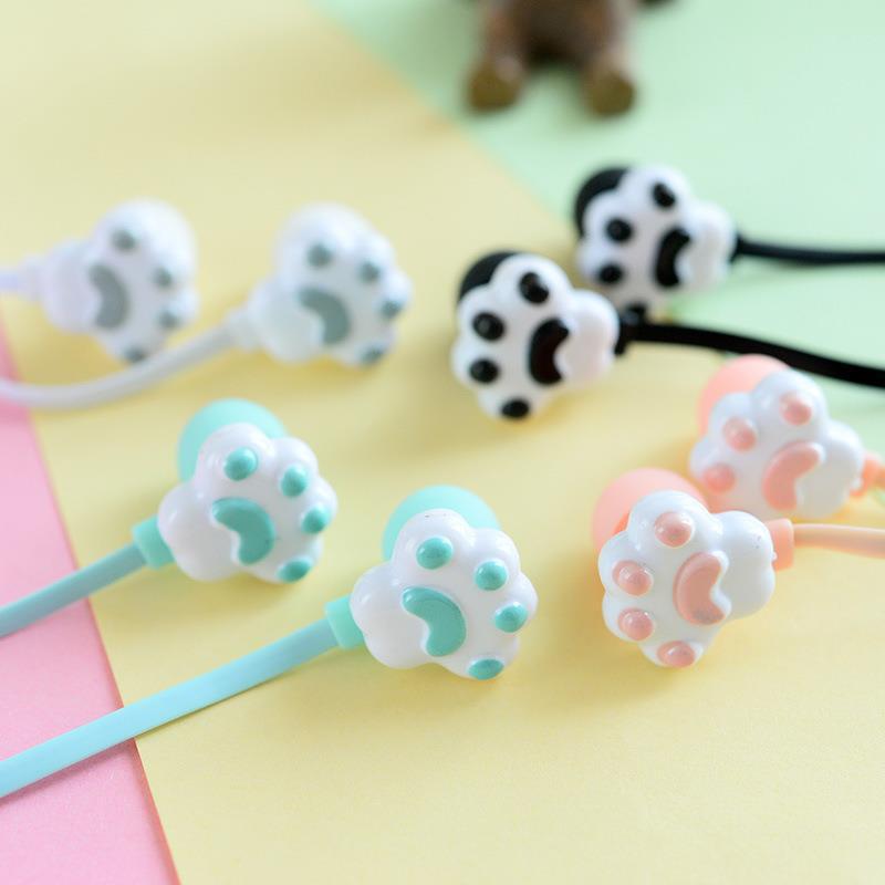 Cat Paw Earbuds Stereo 3.5mm In-Ear Headphones with Mic Earpiece Sports Wired Headset for Smartphone MP3 iPad PC Music