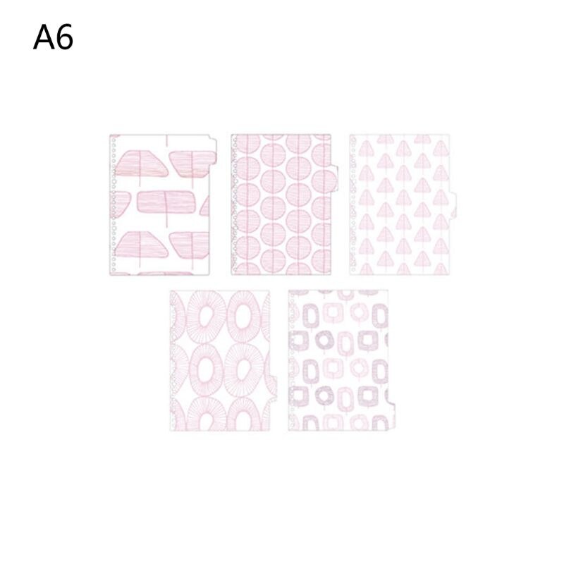 5Pcs Bronzing Leaf Paper Divider Index Separator for A5 A6 Loose Leaf Binder 1XCE: A6 Pattern A