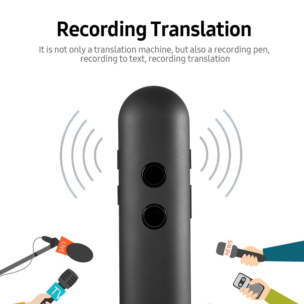 Language Translator Text/Photo/Voice Translation/Real-time Translation/42+ Languages/BT Translator with APP iOS&Android Black