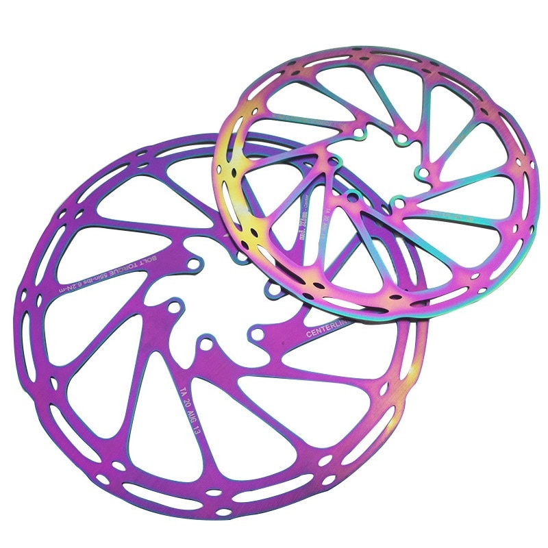 Mtb landevejscykel farverige hydrauliske bremseskive rotorer centerline 160mm 180mm regnbue cykel bremseskive rotorer til sram shimano