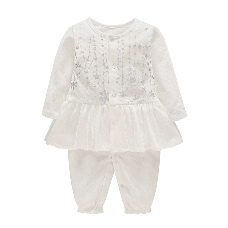 Vlinder Baby Meisje Rompertjes baby meisje kleding Kant Ster Print Button Kleding Baby Jumpsuit Katoen Knus Lange Mouwen Pyjama