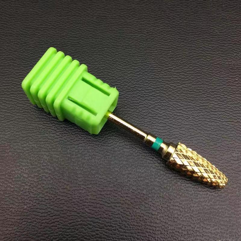6 tipos de brocas de carburo en forma de maíz, máquina eléctrica para manicura, fresa, accesorios giratorios para uñas de uña dorada: Dorado