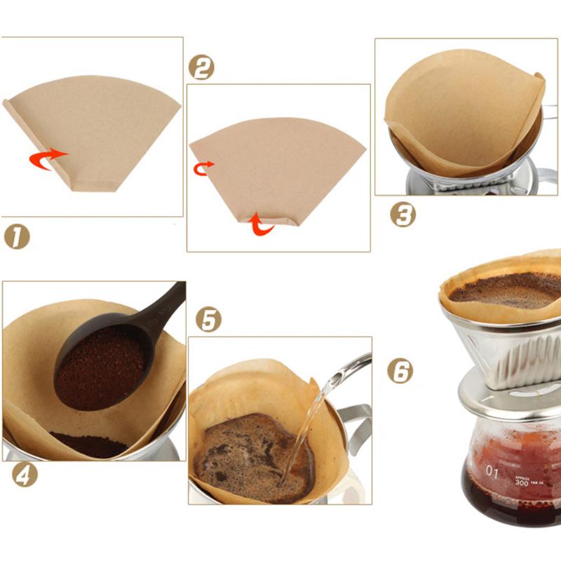 40pcs/lot Wooden Original Hand Drip Paper Coffee Filter Coffee Filters Eco-friendly Coffee Filter Bag Coffee Maker Accessories