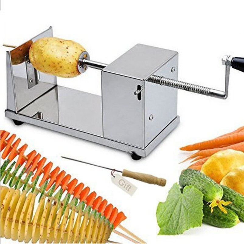 Pommes frites/pommes frites kartoffelskærer maskine manuel rustfrit stål kartoffelhakker skiver spiral twister chips køkkenudstyr