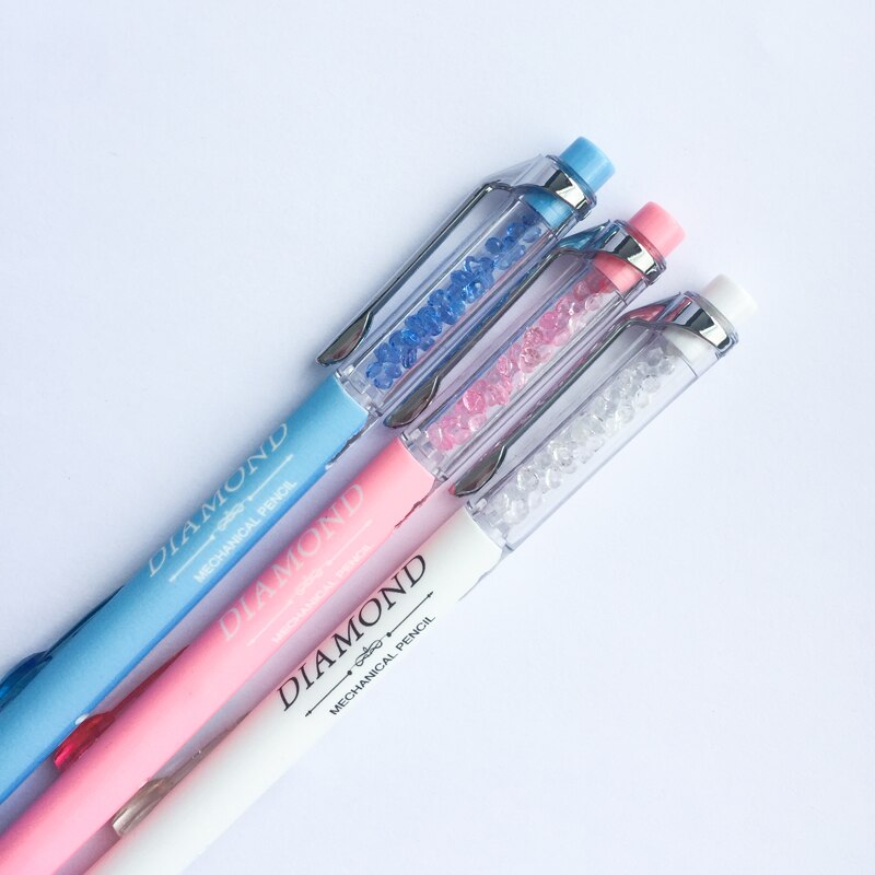X54 3X Diamond Crystal Side Press Automatic Mechanical Pencil Writing Drawing School Office Supply Student Stationery