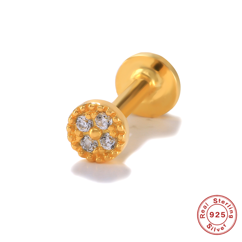 CANNER 1pc 925 Sterling Silver Tragus Piercing Stud Earrings for Women AAAAA Zircon Labret Lip Rings Cartilage Earrings Jewelry: 16
