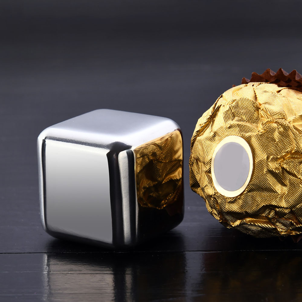 Cubitos de hielo de acero inoxidable, piedras enfriadoras reutilizables para vino de whisky, bloques de hielo fabricante de whisky fabricante de cubitos de hielo enfriador cerveza vino