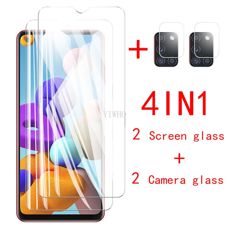 glass for samsung a 21s a21s glasses camera protector on galaxy a21s a 21s a217f/ds protective film 6.5'' tempered glas: A21S / 4in1 HD