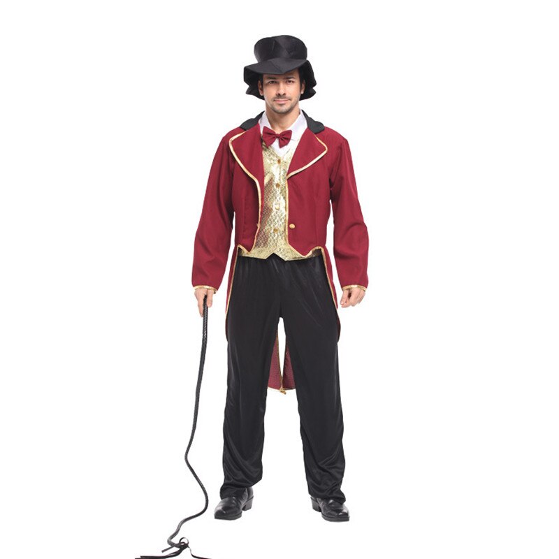 Men The circus Animal trainer Costume Carnival Purim Halloween Magician Cosplay Carnival Masquerade Stage performance dress