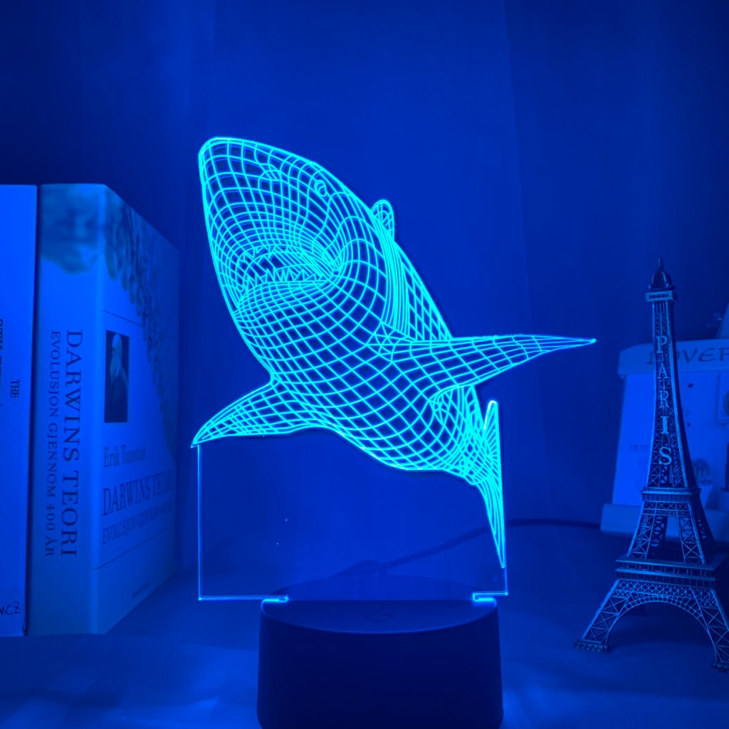 Animal 3D Illusion Lamp Shark Acrylic Baby Night Light for Work Room Decor Kids Child Bedroom Nightlight Cool Birthday