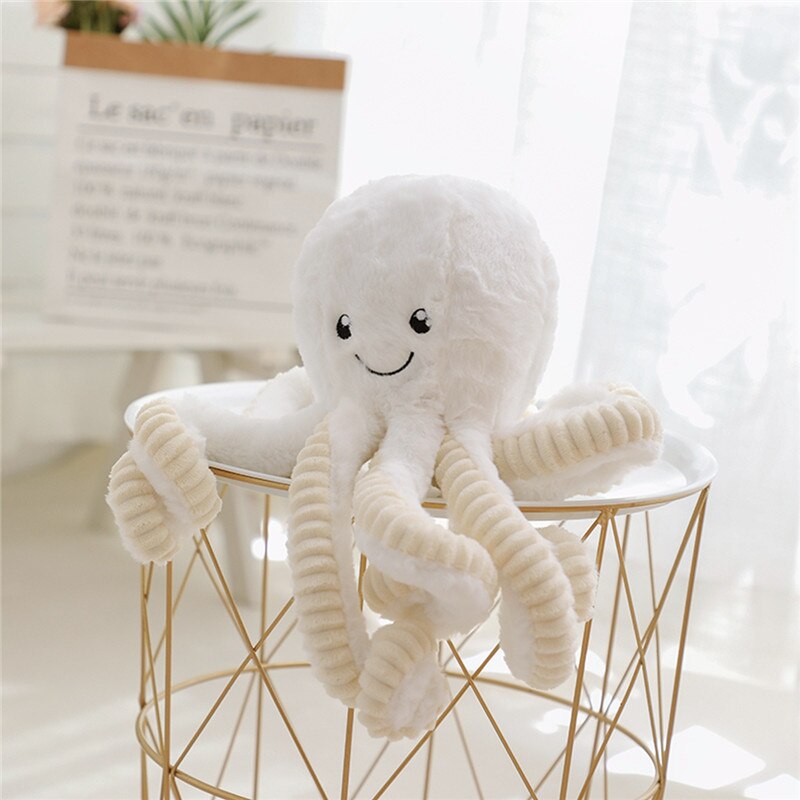 Vanmajor 18/40/60/80cm Kaninchen haar große krake puppe Krake Plüsch Spielzeug Baby weichen tentakeln: 60cm / Weiß