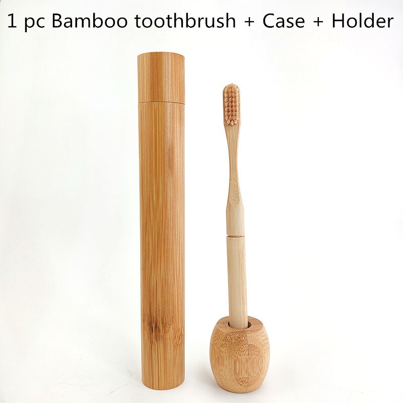 Di bambù Spazzolino Da Denti con il tappo-in di Ricambio Teste della Spazzola Cambiamento Testa ToothBush Cura Dei Denti Spazzole per Pulizia per I viaggi Soggiorno Bagno: Travel impostato 2