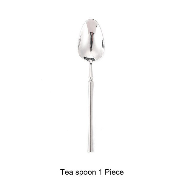304 Mirror Stainless Steel Dinner Knife Fork Spoon Dinnerware Set Luxury Cutlery Silverware Steak Coffee Dessert Fruit Fork: Tea spoon