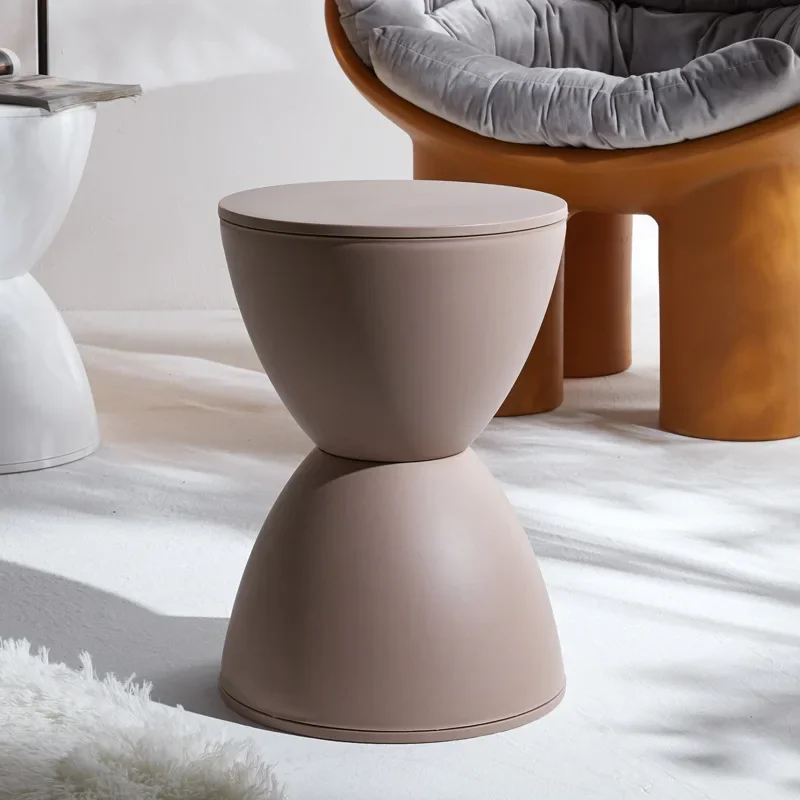 Taburete nórdico redondo para sala de estar, moderno, informal, Simple, grueso, bajo para el hogar, taburete de Príncipe, zapato , reloj de arena, apartamento, barbacoa: Pulir