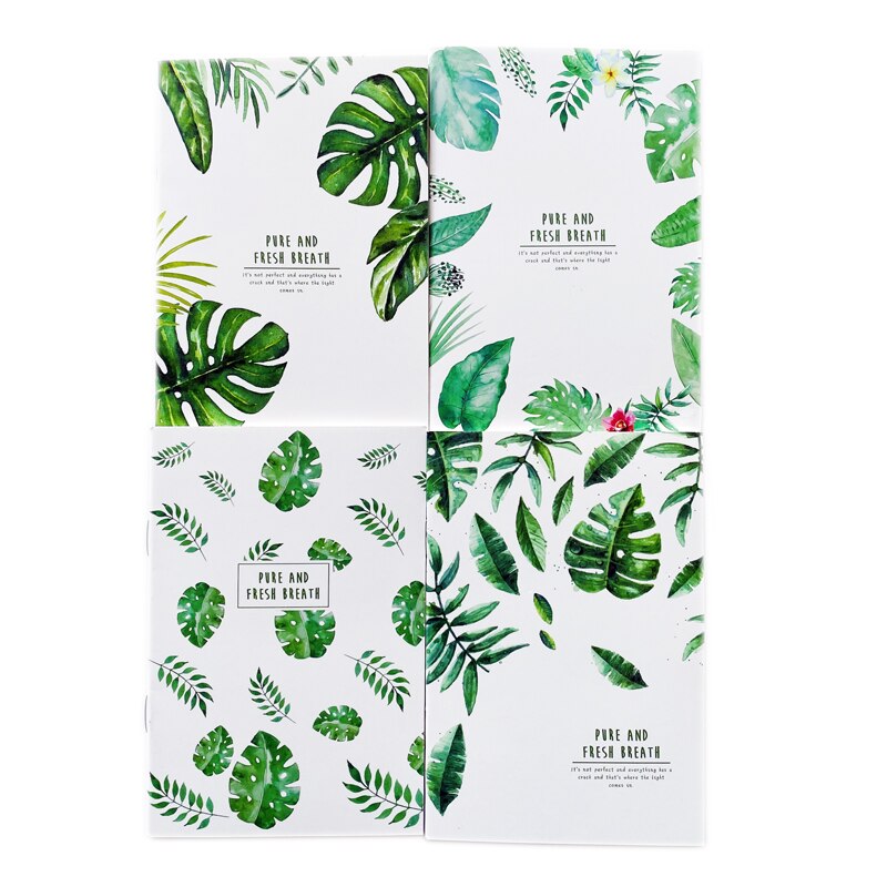 Cuaderno de hojas verdes con respiración pura y fresca, cuaderno diario para escribir, libro escolar, oficina, material de papelería para estudiantes, 20 páginas