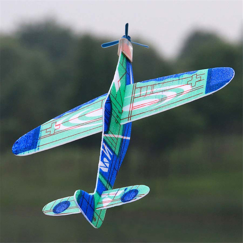 1 stk 19cm håndkast flyvende svæveflyplaner epp skumflyvemaskine til børn tilfældig farve mini drone fly model legetøj baby legetøj