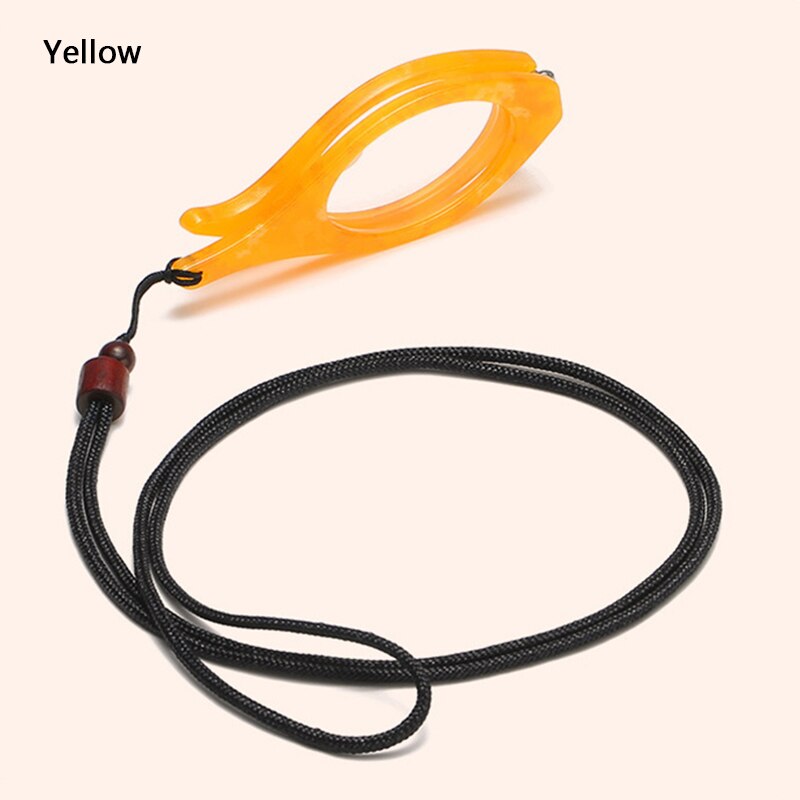 Colgante plegable para gafas de lectura, lupa portátil para prevenir pérdida, collar redondo/ojos de gato, gafas de prebicia, con cadena: Yellow / +150