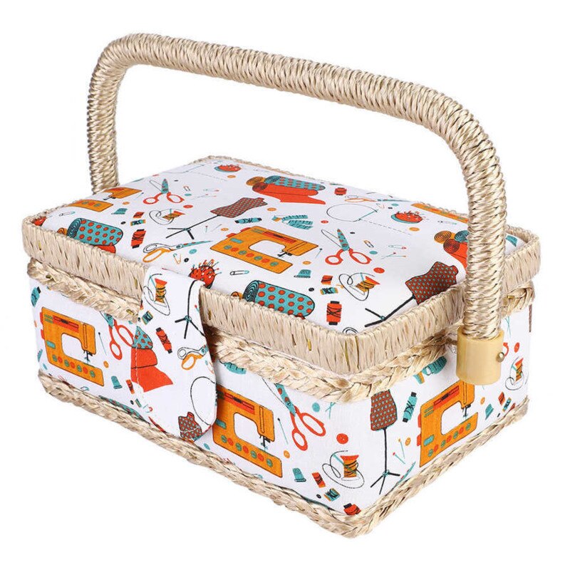 Household Craft Handmade Sewing Basket Thread Needle Storage Box Hanging Organizer Sewing Thread Basket Wedding